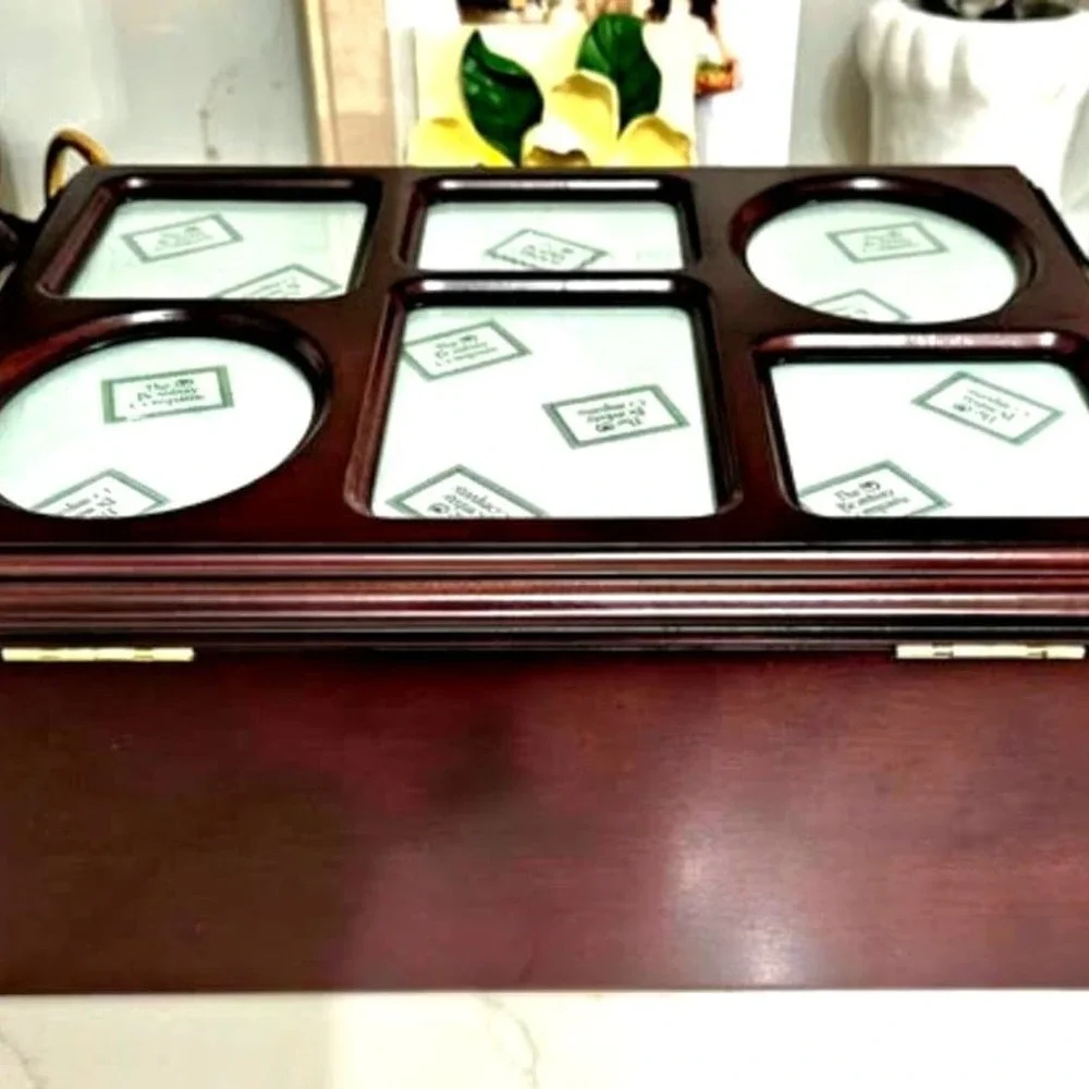 Vintage 1996 The Bombay Company Mahogany Wood Photo Storage Keepsake Box